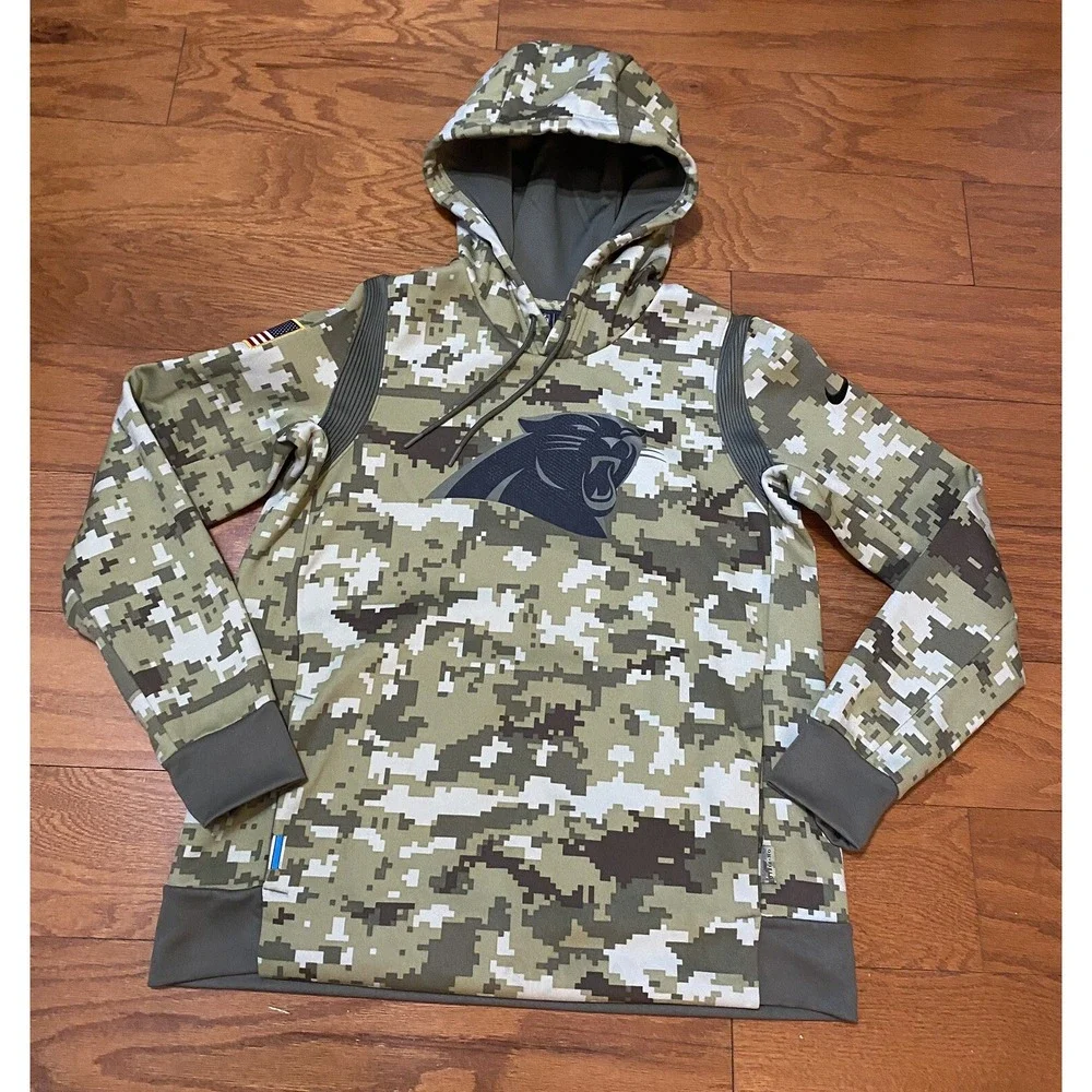 Carolina‎ Panthers Nike Salute To Service Hoodie Mens Medium Green Digital Camo